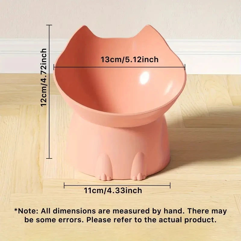 Elevated Cat Bowl with Tilted Edge | Anti-Tip Raised Feeding Dish for Cats & Kittens
