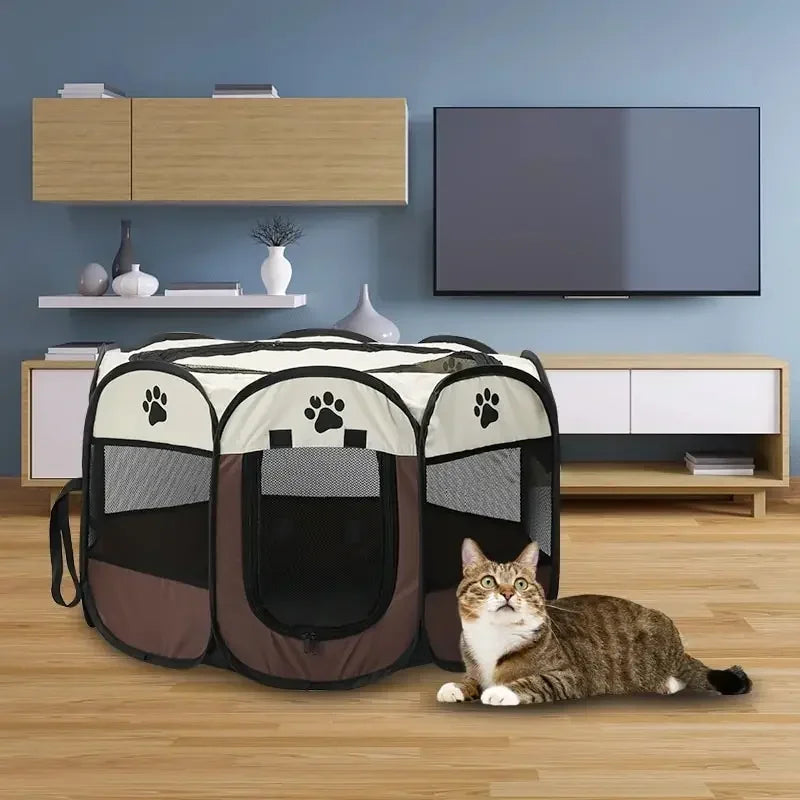 Portable Foldable Pet Playpen - Octagonal Fence Kennel Tent for Dogs & Cats
