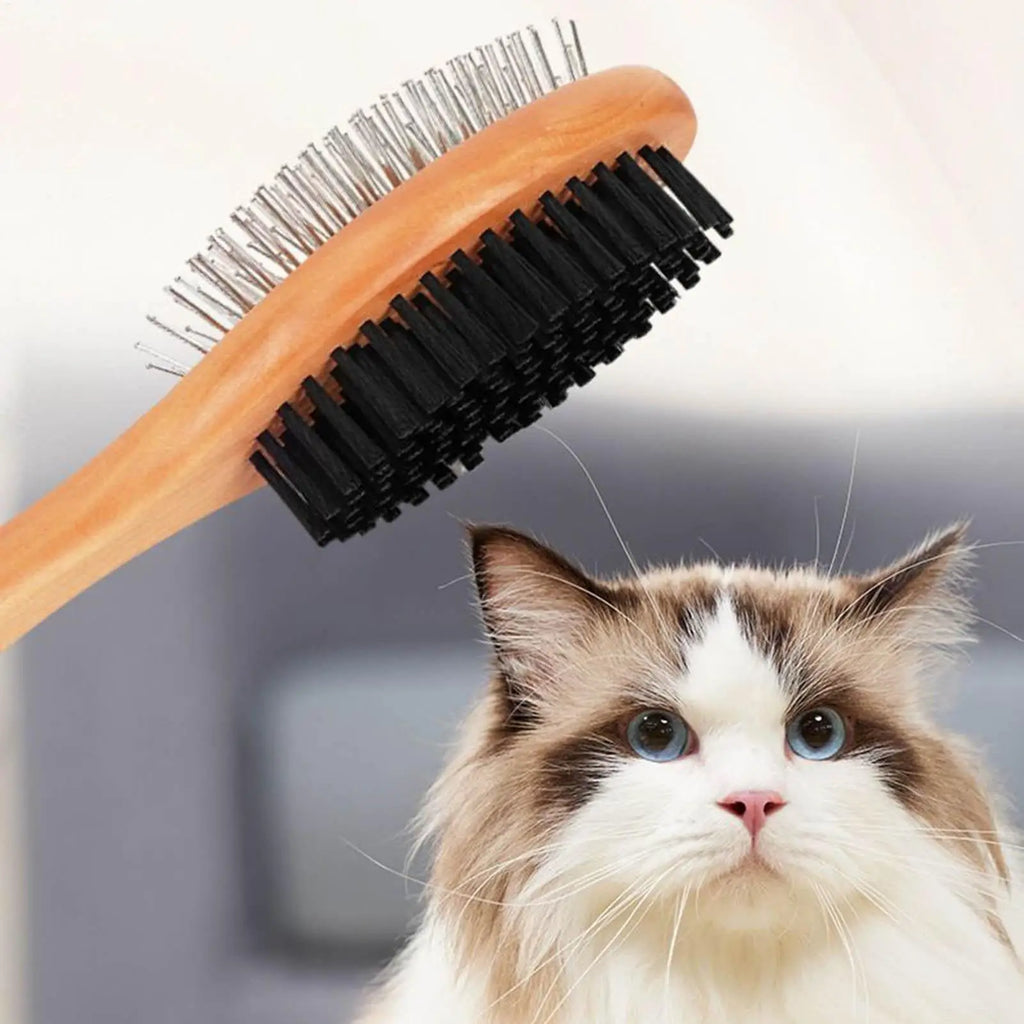 2-in-1 Double-Sided Pet Grooming Brush for Cats & Dogs