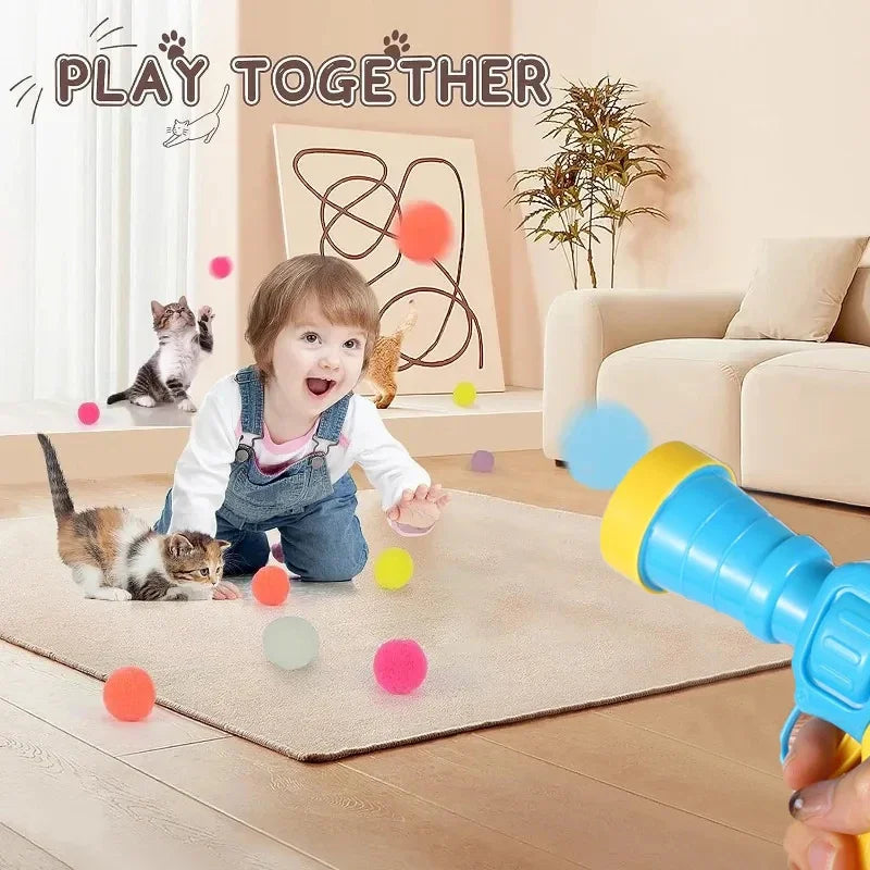 Interactive Cat Ball Launcher Toy with Soft Plush Balls
