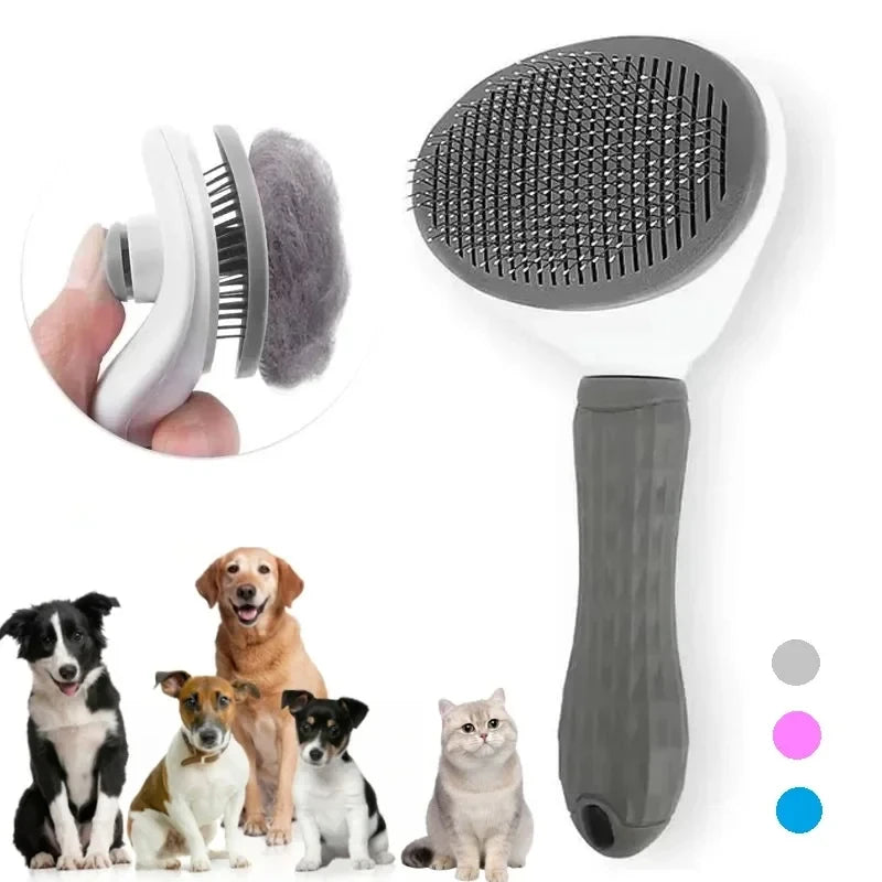 Self-Cleaning Pet Grooming Brush for Dogs & Cats – Slicker Hair Remover & Dematting Comb