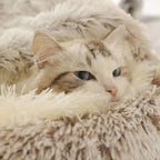 Soft Plush Cat Bed with Cover | Warm Round Sleeping Nest Cave for Cats & Small Dogs