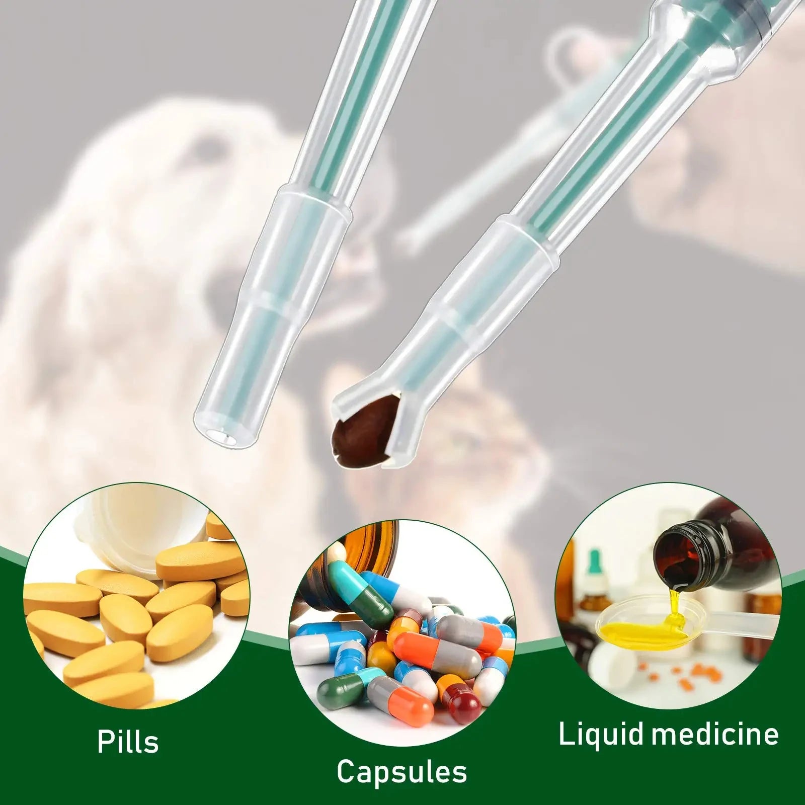 Pet Medicine Dispenser | Pill Feeder Tool for Cats & Dogs with Silicone Tip