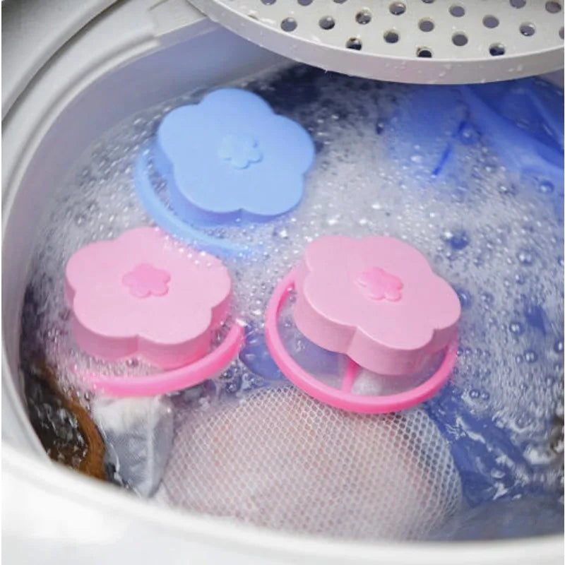 2/4PCS Reusable Laundry Ball With Mesh For Washing Machine Plum