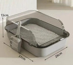 P Semi-Enclosed Cat Litter Box Splashproof Kitten Toilet Tray Pet