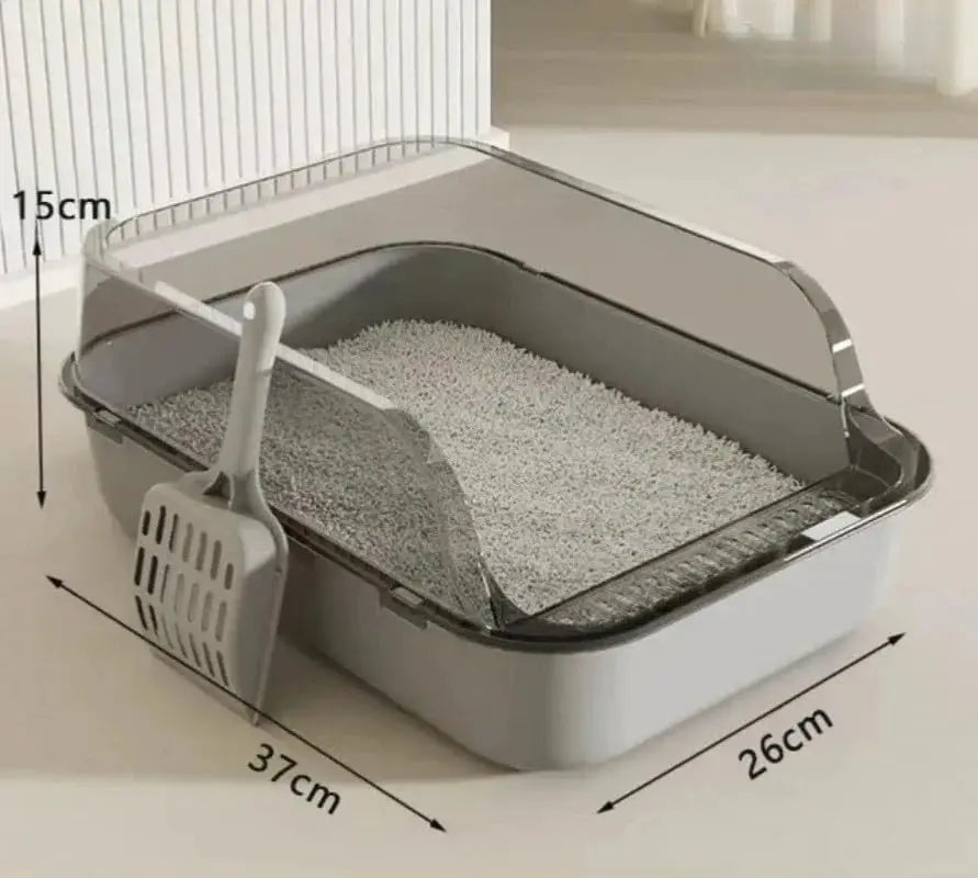 P Semi-Enclosed Cat Litter Box Splashproof Kitten Toilet Tray Pet