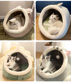 Deep Sleep Cat Bed with Removable Cushion | Foldable Cartoon Cave Bed for Cats & Small Dogs