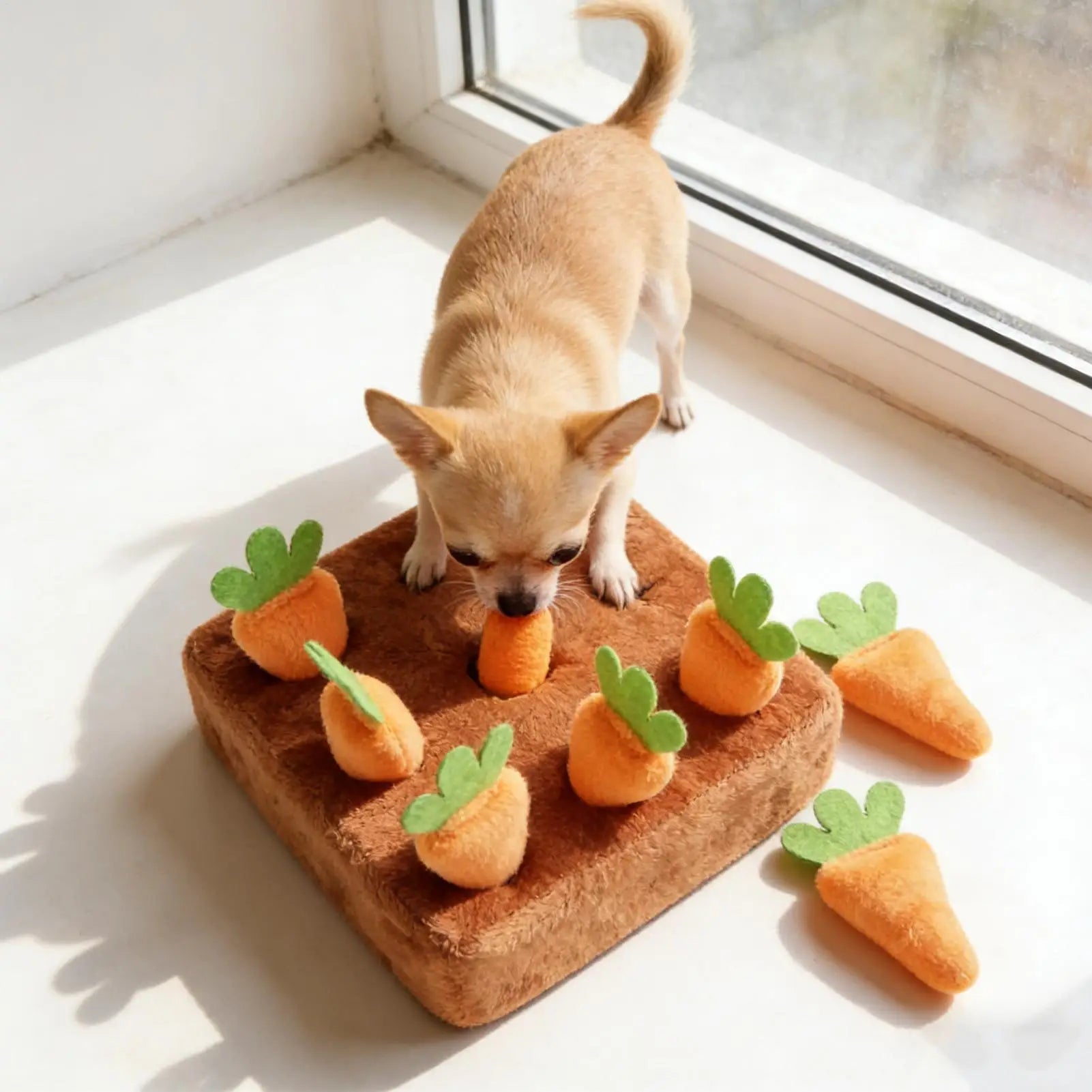 Dog Snuffle Mat - Interactive Slow Feeder Puzzle with Removable Carrots