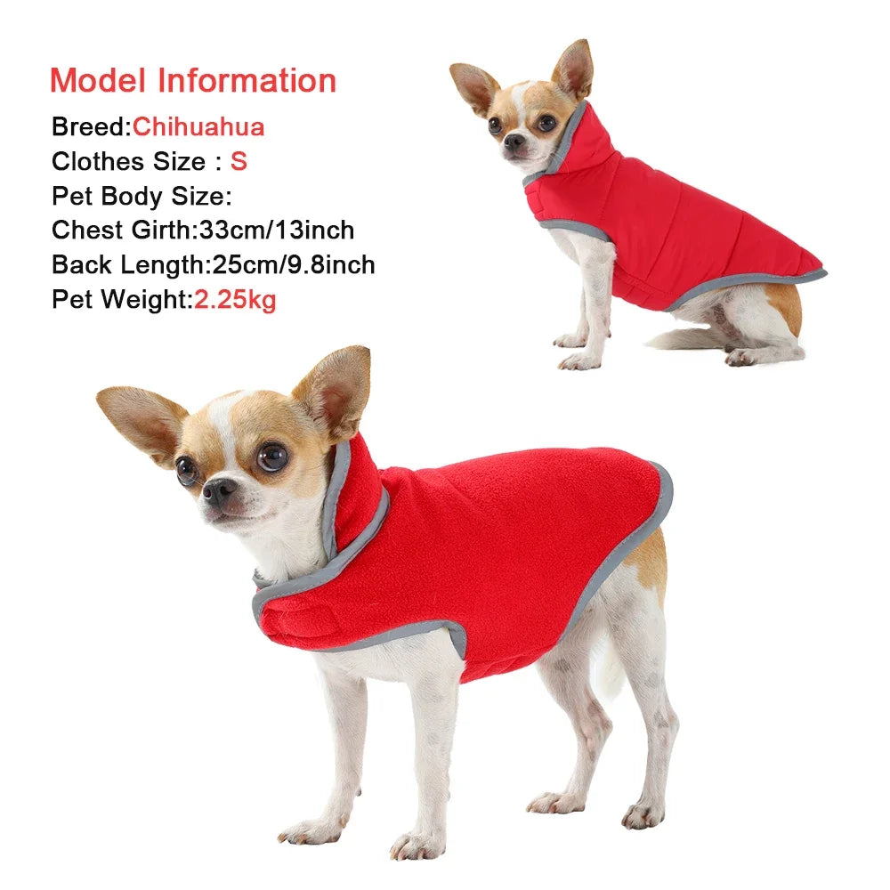 Reversible Winter Pet Coat - Reflective Warm Jacket for Small & Medium Dogs & Cats