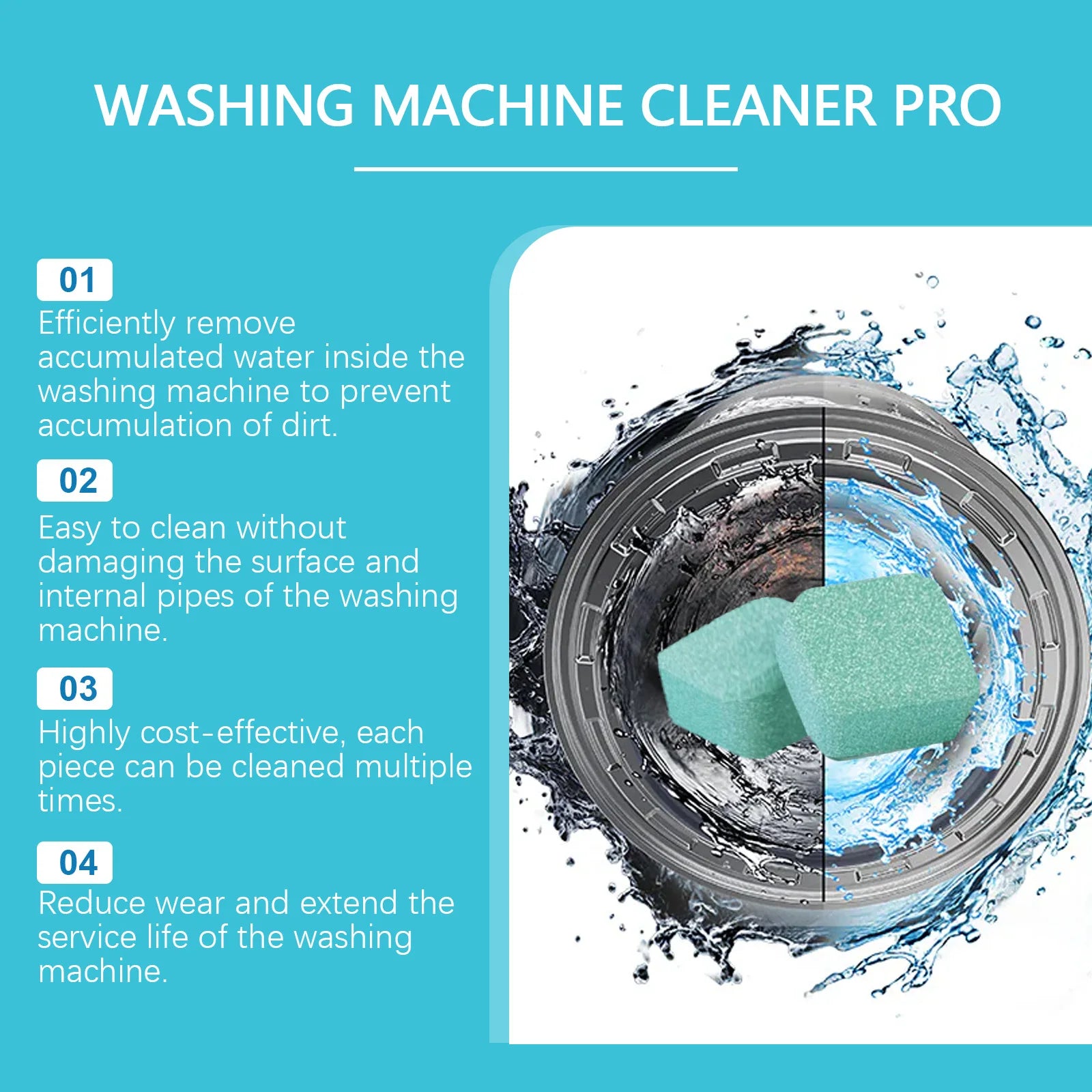 12PCS Washing Machine Cleaning Tablets | Remove Pet Hair, Odors & Deep Clean Laundry Machine