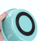 Stainless Steel Dog Bowl with Silicone Anti-Slip Base | Paw Print Pet Food & Water Bowl for Dogs & Cats