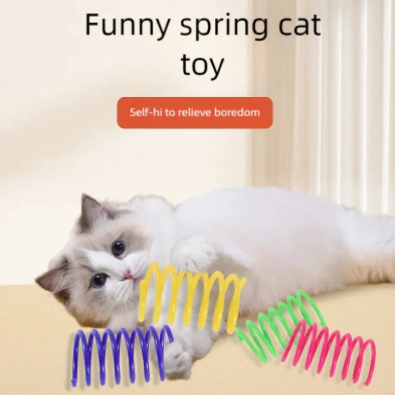 Colorful Plastic Spring Cat Toy | Interactive Jumping Chew Toy for Cats & Kittens