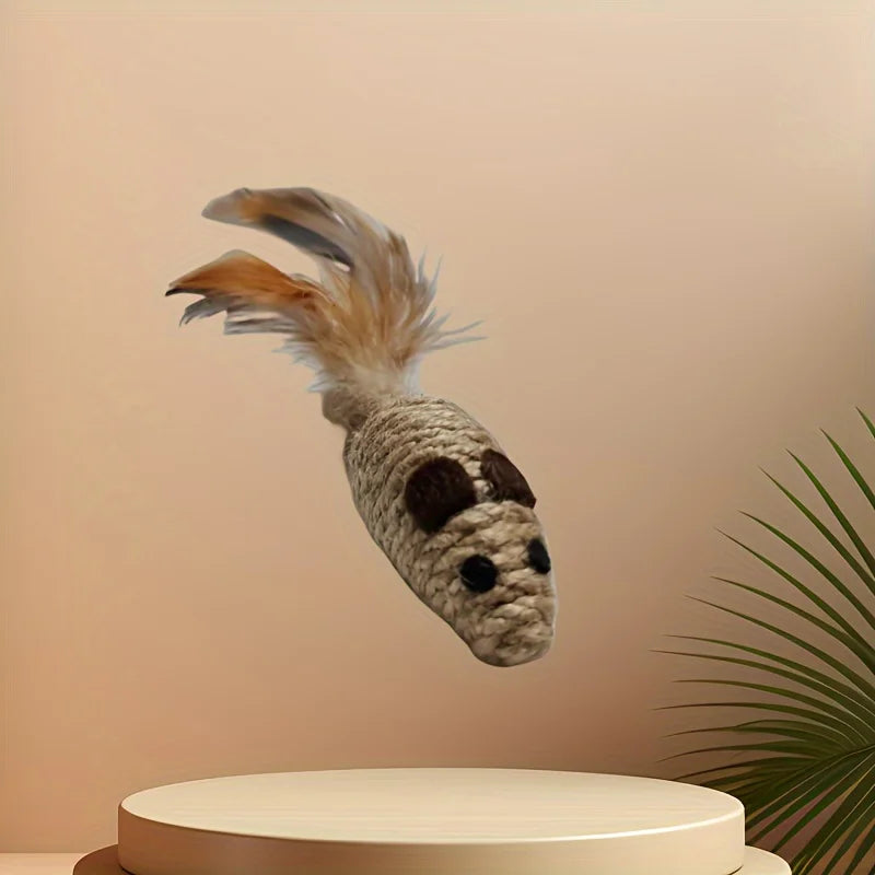 Sisal Mouse Cat Toy – Interactive Plush Chew & Hunting Toy for Cats (1 or 4 Pack)
