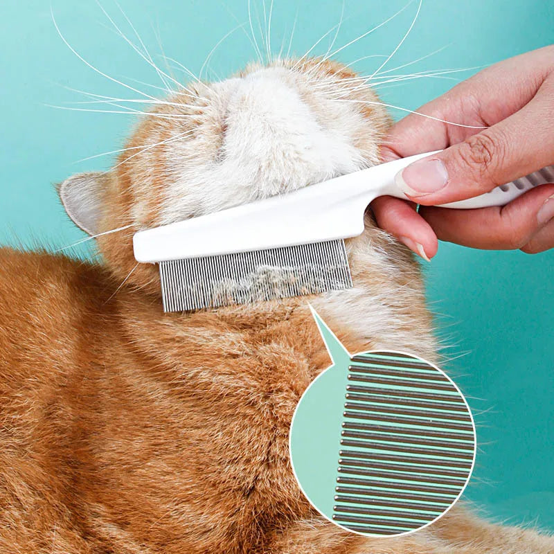 Stainless Steel Flea Comb for Dogs & Cats – Fine Tooth Pet Grooming & Hair Removal Comb