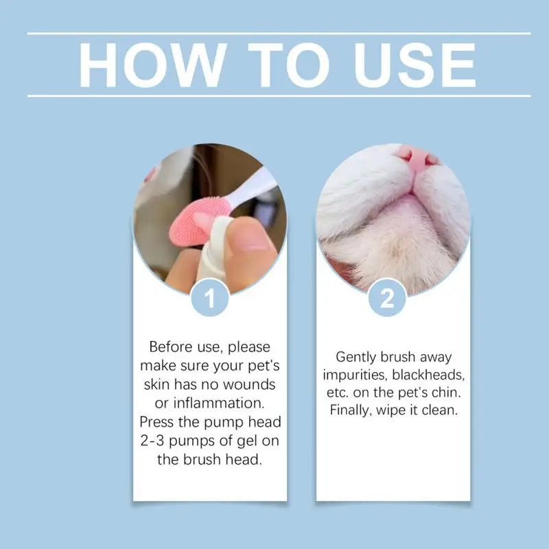 Pet Chin Cleaner 30g | Cat & Dog Black Chin Care Lotion with Cleaning Brush