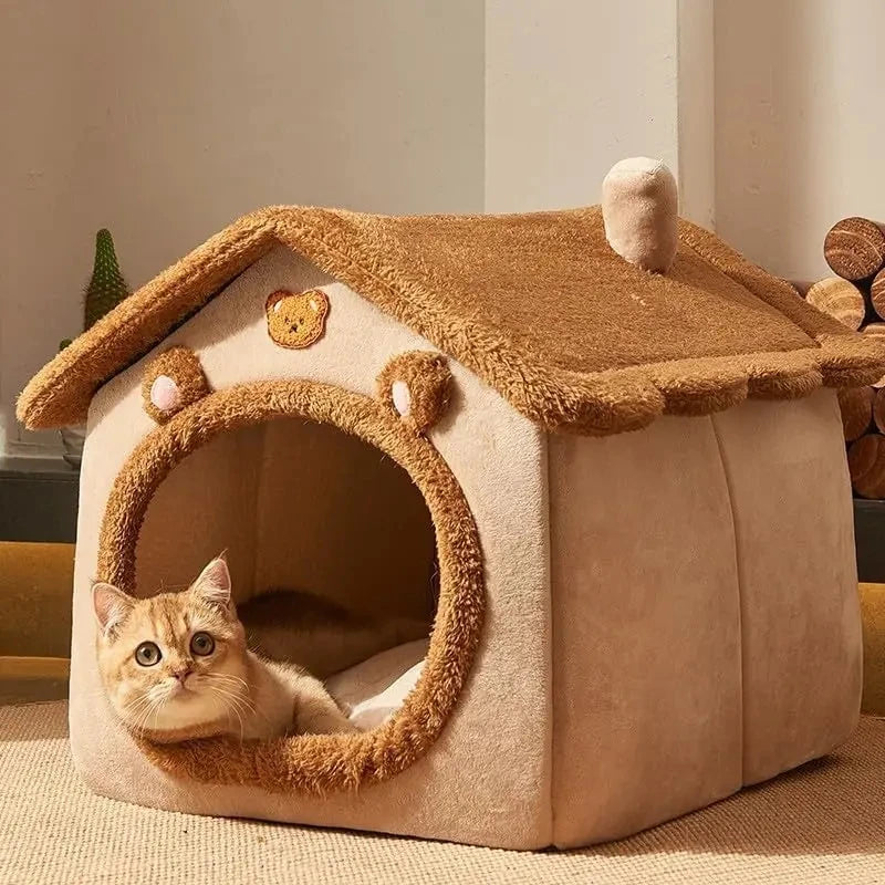Winter Foldable Pet House Removable Washable Bed Puppy Cave Sofa