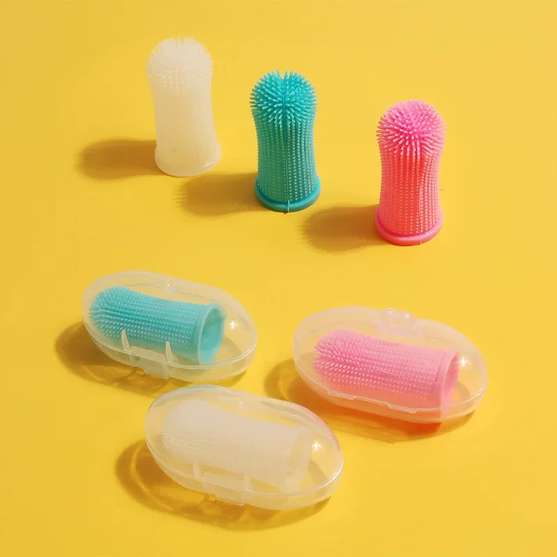 Dog & Cat Finger Toothbrush with Storage Case | Soft Silicone Pet Dental Brush