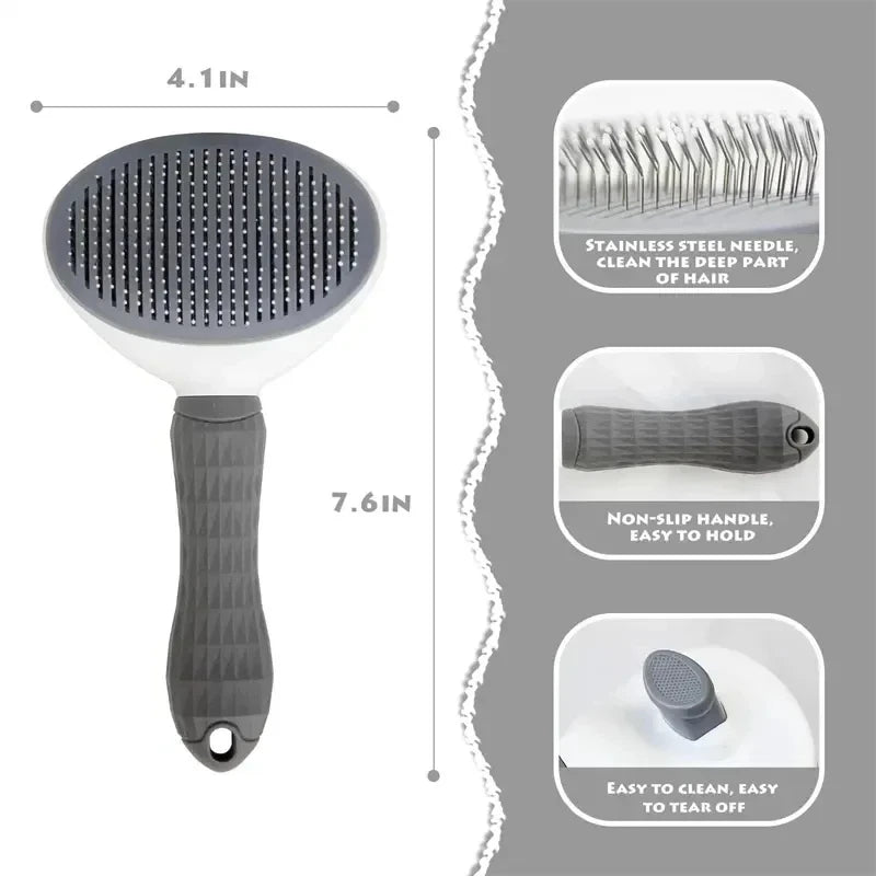 Self-Cleaning Pet Grooming Brush for Dogs & Cats – Slicker Hair Remover & Dematting Comb