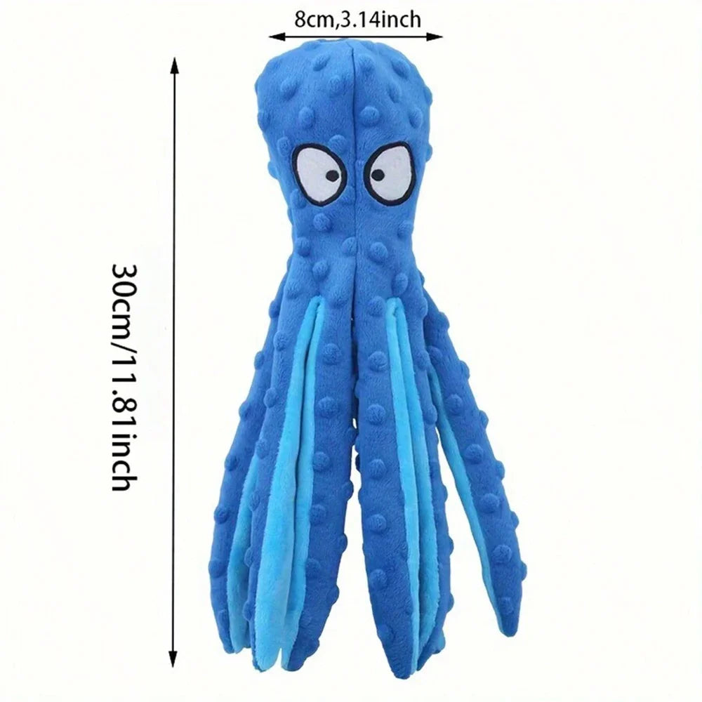 No Stuffing Octopus Squeaky Dog Toy | Soft Plush Teething & Interactive Chew Toy for Puppies