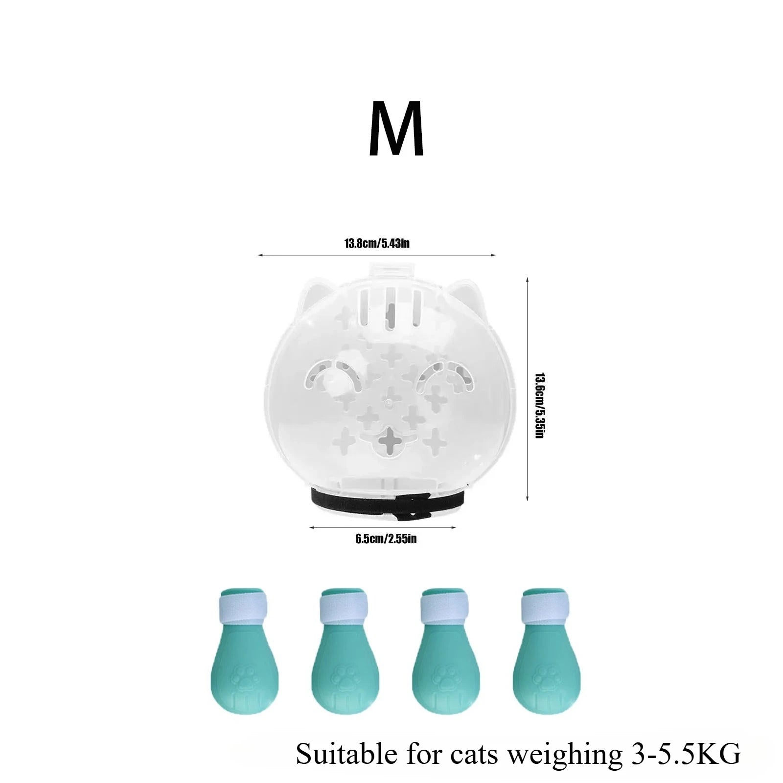Cat Muzzle Grooming Set | Breathable Anti-Bite Hood with Silicone Paw Covers for Cats