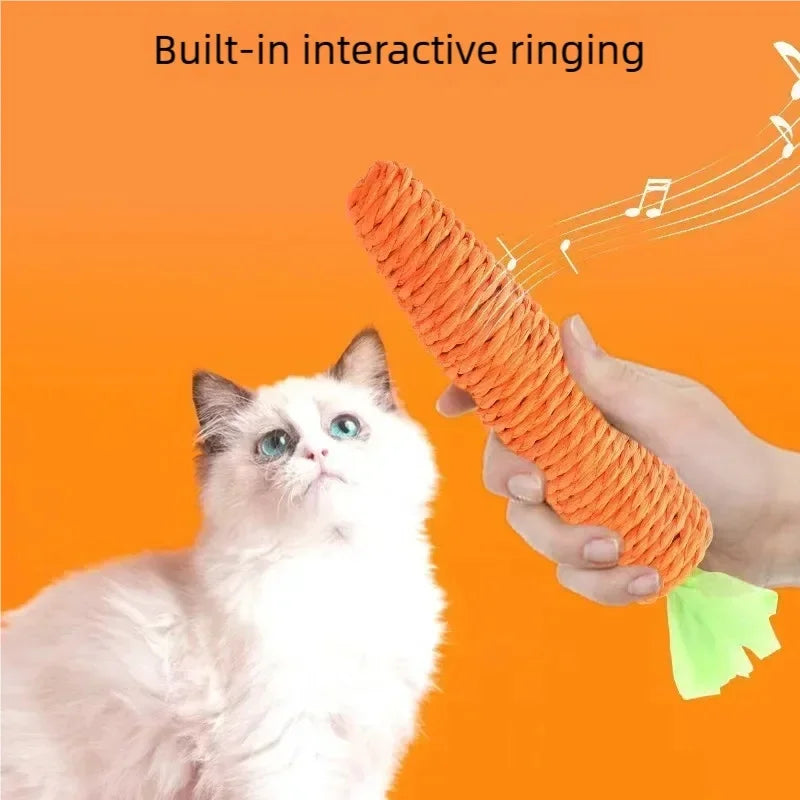 Carrot Shaped Cat Chew Toy with Bell | Durable Teething & Claw Grinding Toy for Kittens & Cats