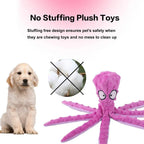 No Stuffing Octopus Squeaky Dog Toy | Soft Plush Teething & Interactive Chew Toy for Puppies