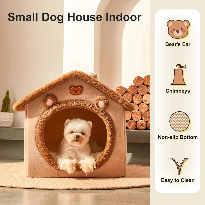 Winter Foldable Pet House Removable Washable Bed Puppy Cave Sofa