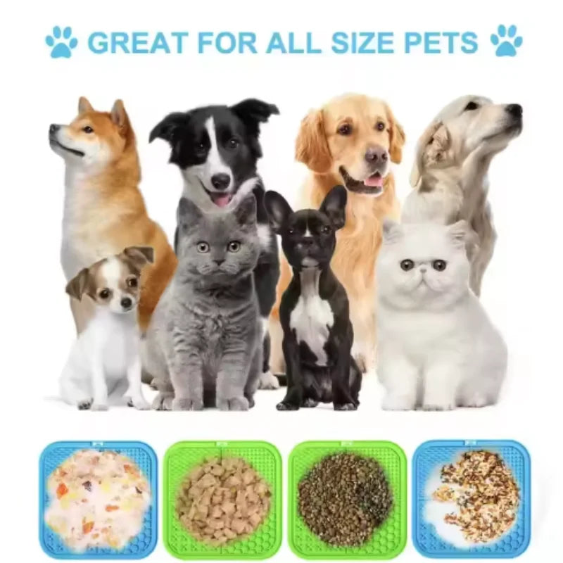 Silicone Dog Lick Mat Slow Feeder | Suction Bath Distraction & Training Mat for Dogs