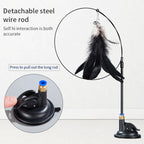 Hands-Free Cat Teaser Wand Toy with Suction Cup & Feather Bird | Interactive Kitten Play Toy
