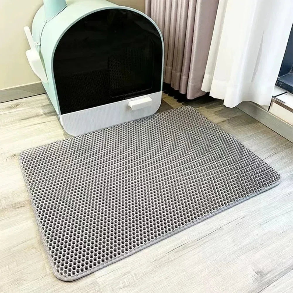 90x60CM Cat Litter Mat | Waterproof Double Layer Washable Litter Trapper Pad for Cats