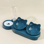 3-in-1 Cat Food & Water Bowl Set with Gravity Dispenser | Tilted Elevated Feeding Bowl for Cats