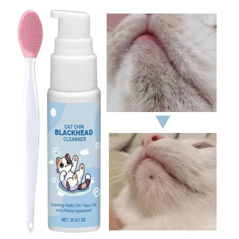 Pet Chin Cleaner 30g | Cat & Dog Black Chin Care Lotion with Cleaning Brush