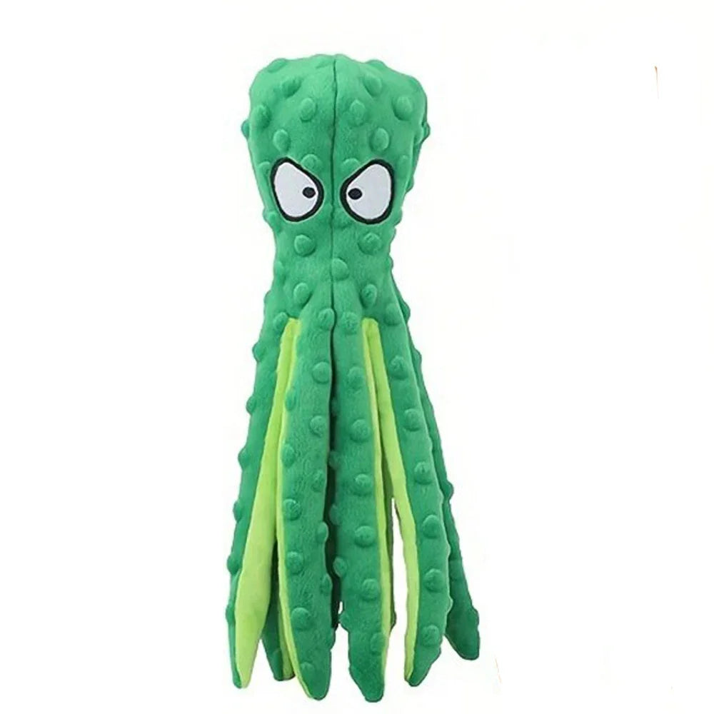No Stuffing Octopus Squeaky Dog Toy | Soft Plush Teething & Interactive Chew Toy for Puppies