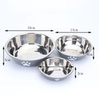 Stainless Steel Dog Bowl with Silicone Anti-Slip Base | Paw Print Pet Food & Water Bowl for Dogs & Cats