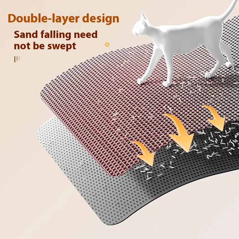Large Cat Litter Mat 90x60cm | Waterproof Double Layer Litter Trapper Pad with Non-Slip Base