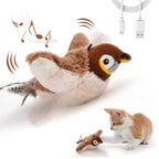 Rechargeable Chirping Flapping Bird Cat Toy – Touch Activated Interactive Plush Toy