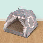 Semi-Enclosed Pet Flower Tent Bed - Cozy All-Season Nest for Cats & Small Dogs