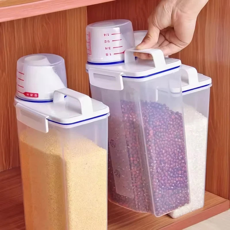 2KG Pet Food Storage Container with Measuring Cup & Lid | Airtight Rice & Grain Storage Canister