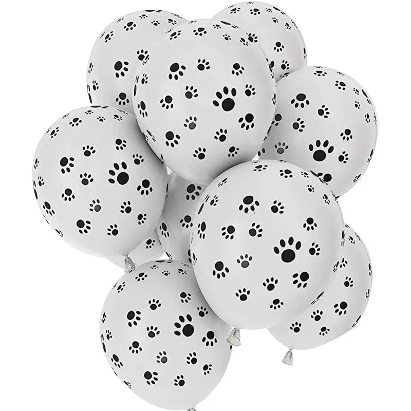 Dog Paw Print Latex Balloons - 20pcs White Pet-Themed Party Decorations