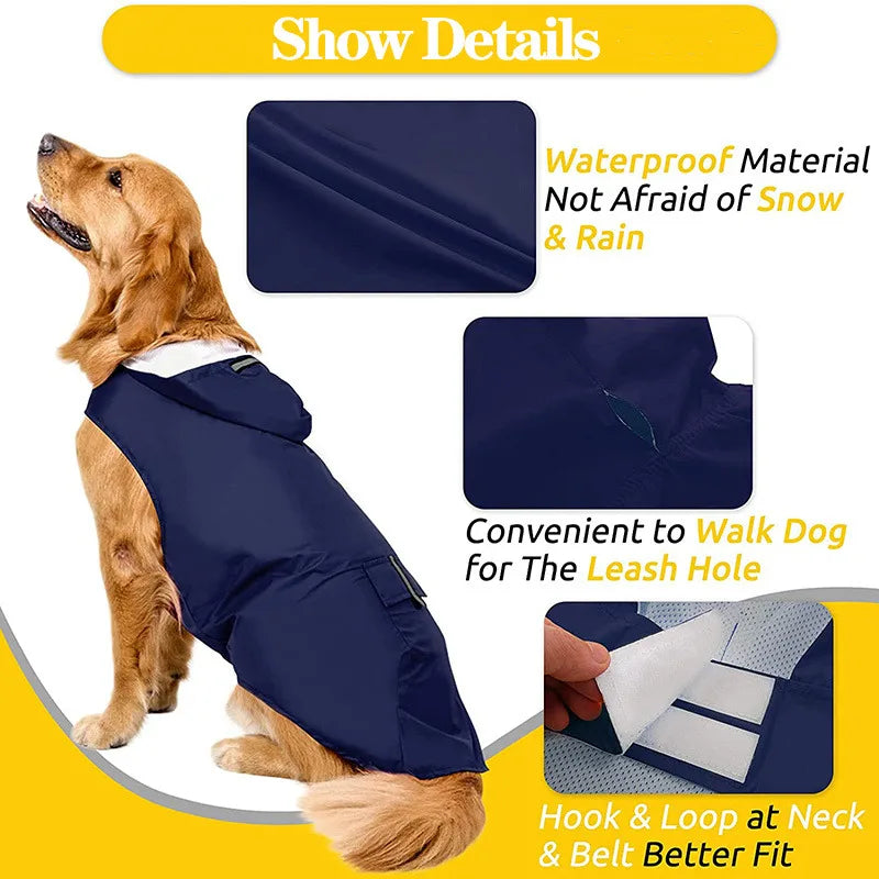 Dog Raincoat Waterproof Hoodie Jacket Rain Poncho Pet Rainwear Clothes