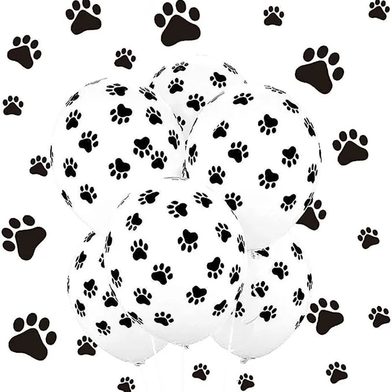 Dog Paw Print Latex Balloons - 20pcs White Pet-Themed Party Decorations