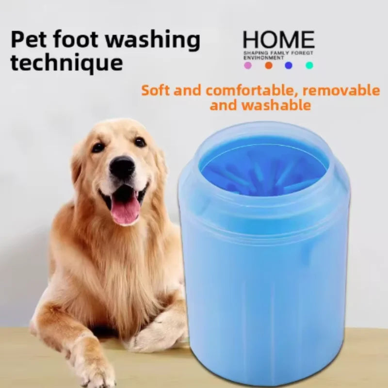 Portable Dog Paw Cleaner with Silicone Brush & Towel Bucket | Pet Foot Washer for Dogs & Cats