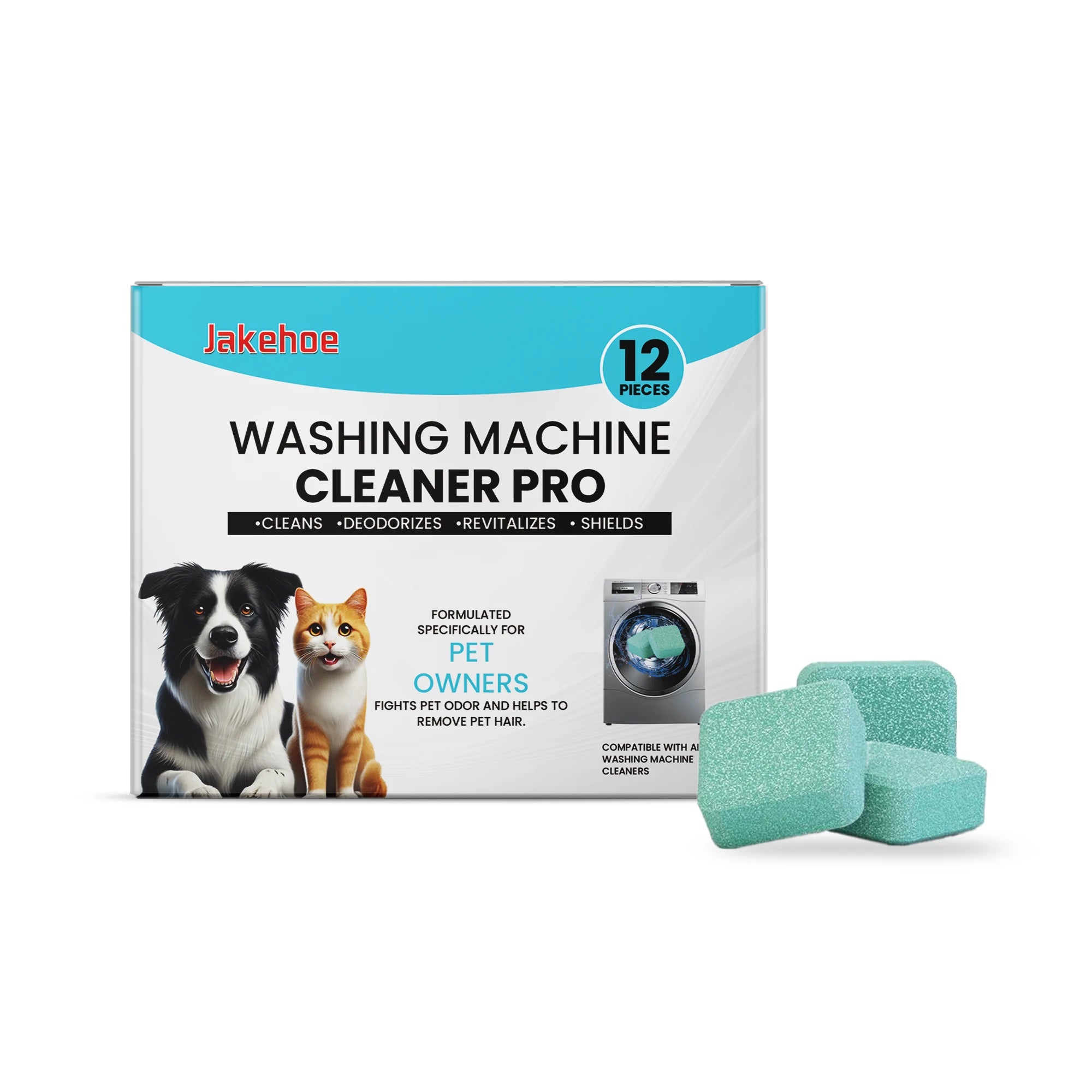12PCS Washing Machine Cleaning Tablets | Remove Pet Hair, Odors & Deep Clean Laundry Machine