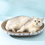 Round Corrugated Cat Scratcher Bed - Wear-Resistant Cardboard Scratching Pad & Nest