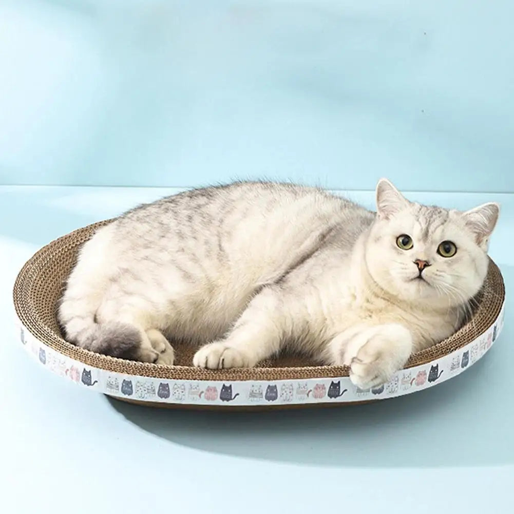 Round Corrugated Cat Scratcher Bed - Wear-Resistant Cardboard Scratching Pad & Nest
