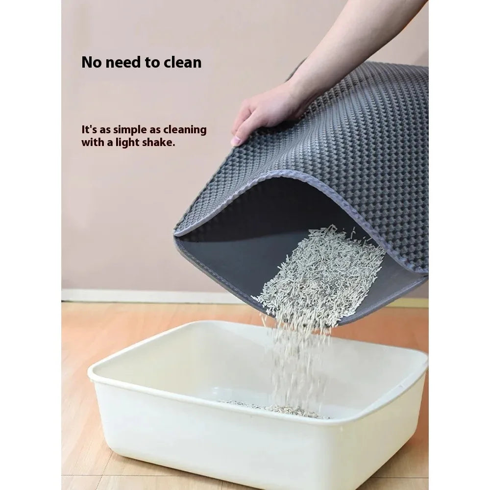 90x60CM Cat Litter Mat | Waterproof Double Layer Washable Litter Trapper Pad for Cats