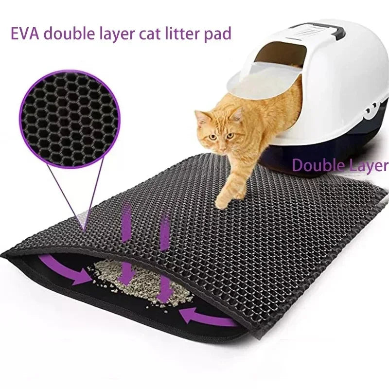 Double Layer Cat Litter Mat | Waterproof Non-Slip Litter Trapper Pad for Cleaner Floors