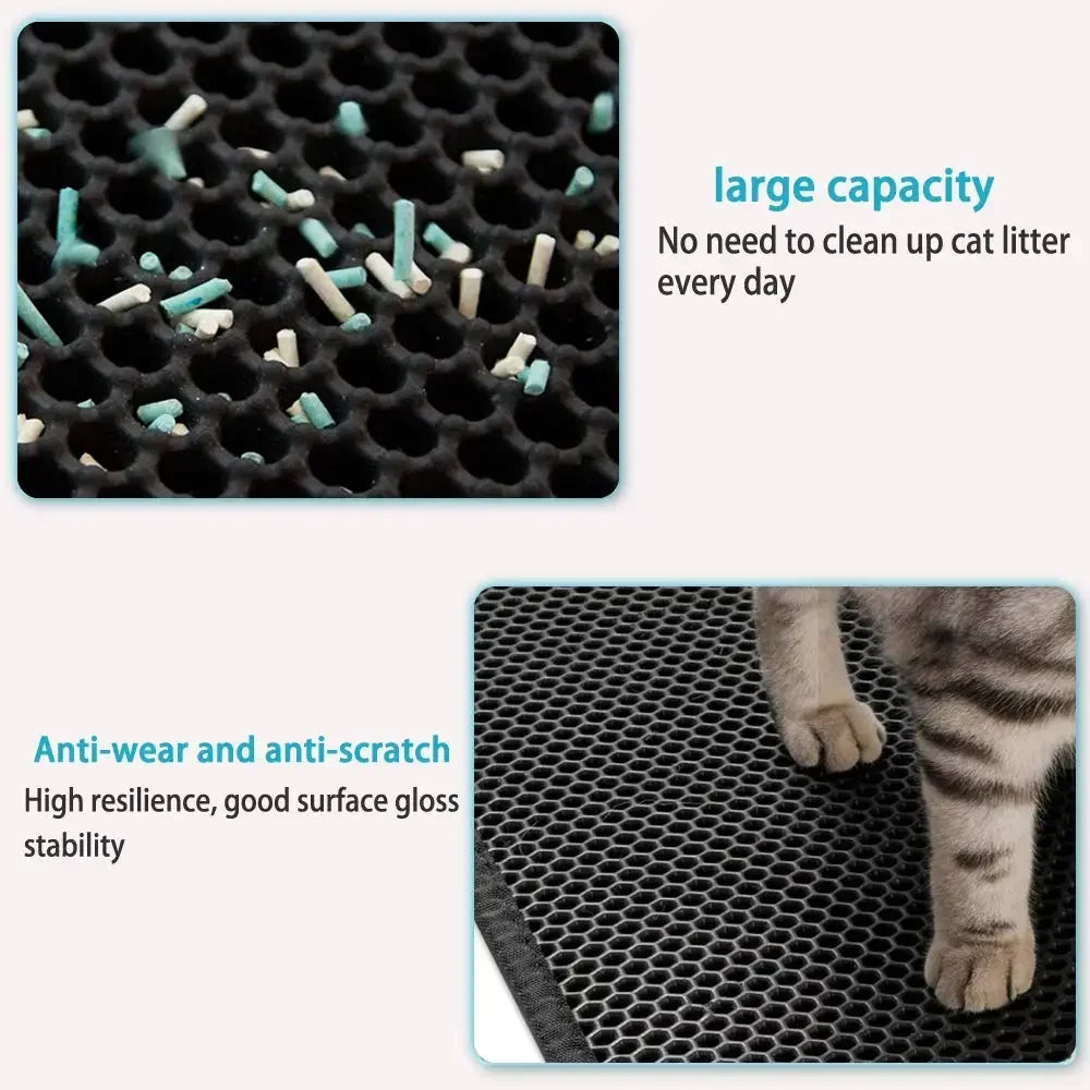 Double Layer Cat Litter Mat | Waterproof Non-Slip Litter Trapper Pad for Cleaner Floors
