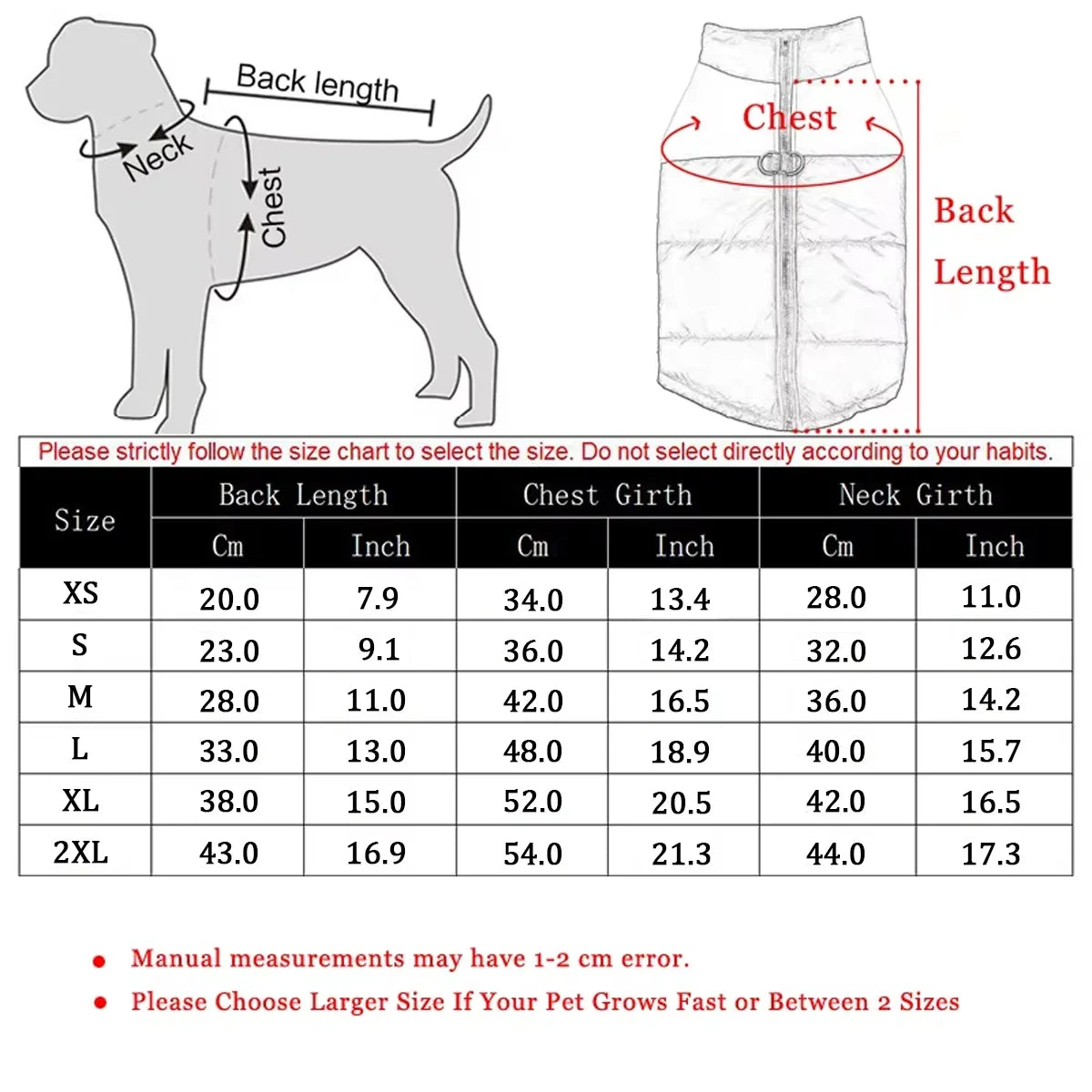 Waterproof Winter Dog Coat - Warm Reflective High-Neck Vest Jacket for Small & Medium Dogs