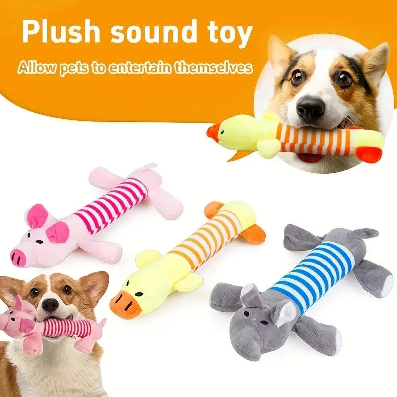 Squeaky Plush Dog Toy | Pig, Duck & Elephant Design Chew Toy for Interactive Play & Training